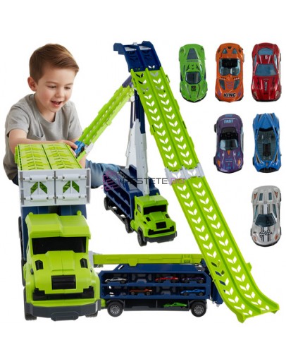 Камион с пързалка и 6 колички до 57 см